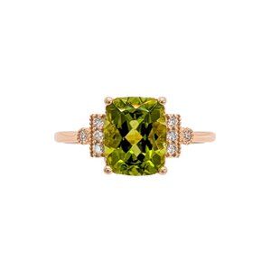 2.65cts Peridot Ring with Natural Diamond Accents in Solid 14K Gold